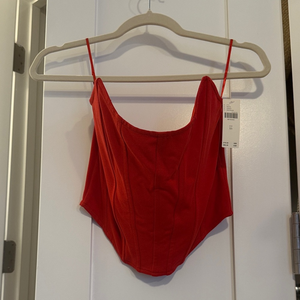 NWT Anthropologie Red Corset Style Top